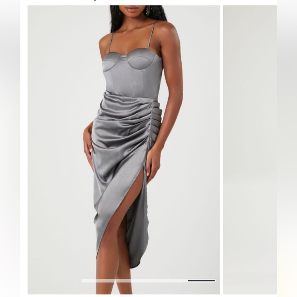 Forever 21 Satin Bustier Drape Midi Dress